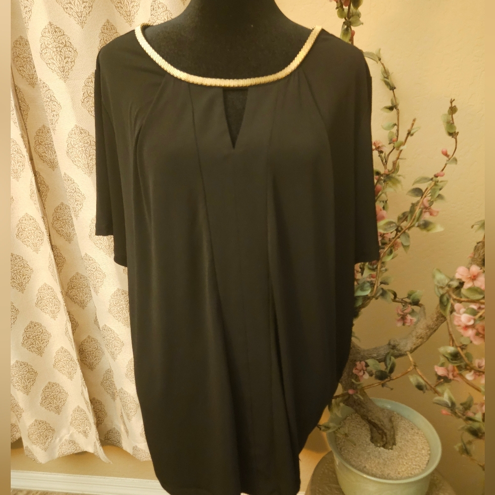 Calvin Klein: Black Top with Gold Trim